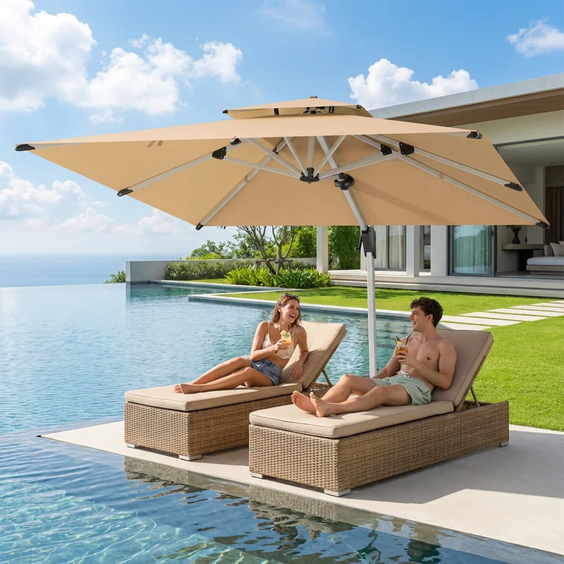 VTX-1971365 Modern Design Waterproof Windproof UV Protect Dining Garden Terrace Sunshade Patio Umbrella Base Villa Pool Courtyard