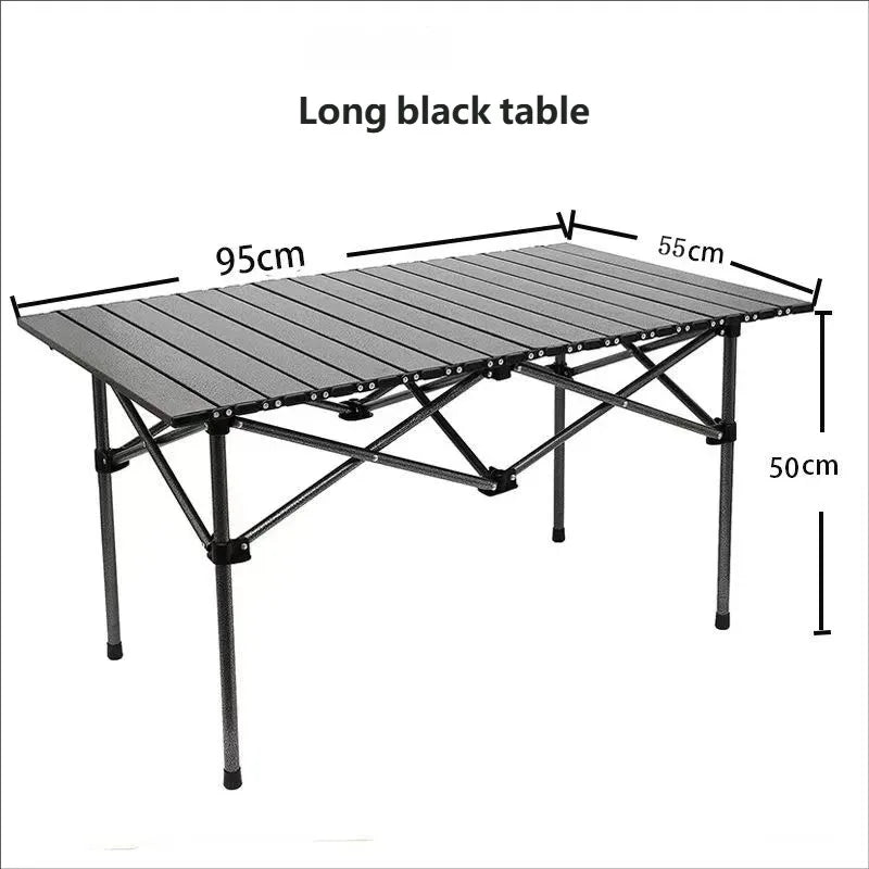 Portable Roll Up Iron Folding Camping Table and Garden Chair Set with Oxford Fabric