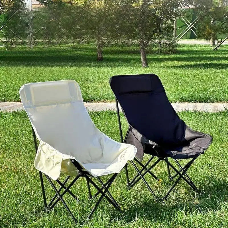 High-Back Moon Chair Bamboo Portable Folding Beach Camping Chair