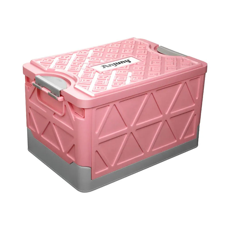 Large Movable Outdoor Storage Box with Wooden Cover, Square Shape, 35L Capacity, Eco-Friendly Plastic, Folding Design