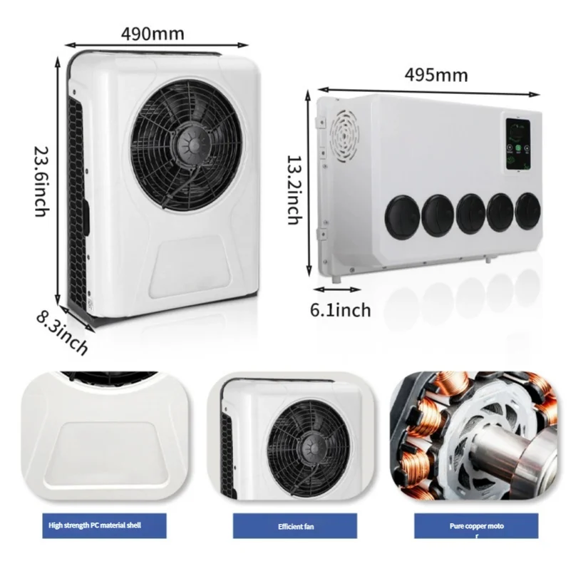 12V 24V Truck Parking Air Conditioner Low Noise Inverter Cooling System for Heavy Duty Truck RV Van