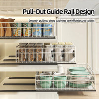 VTX-9513765 Expandable Pull Out Cabinet Organizer No Drill Deep Slide Drawer Kitchen Bathroom Wardrobe Metal Modern Adjustable
