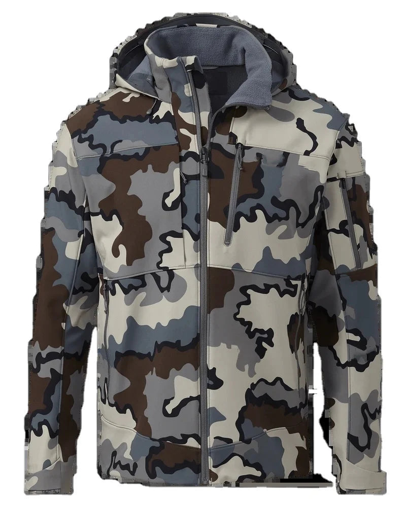 Men's Lightweight Camouflage Softshell Wind-Resistant Breathable Hunting Jacket