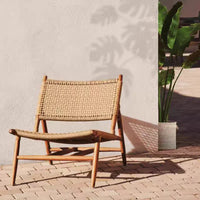 VTX-3216549 Nordic outdoor teak rattan sofa chair courtyard villa terrace homestay countryside leisure wabbi style solid wood