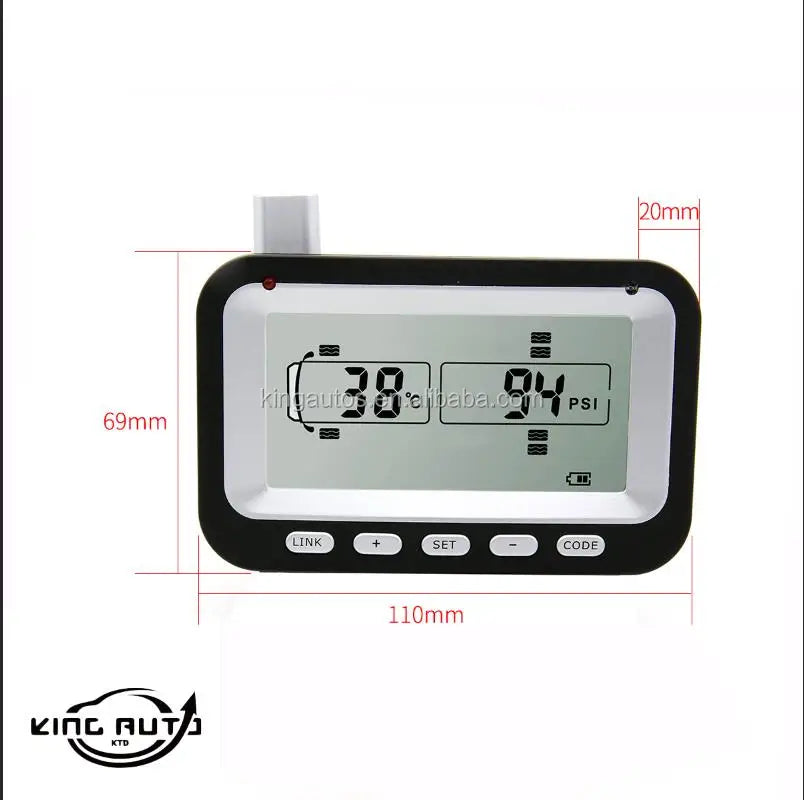 Digital Tire Pressure Monitoring System with 6 Wireless Sensors for RVs, Trucks, and Motorhomes, LCD Display, Real-Time Alerts
