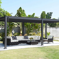 VTX-2102437 Size Heavy Duty Motorized Waterproof Sunshade Windproof Luxury Louvered Aluminum Outdoor Garden Pergola Home Decor