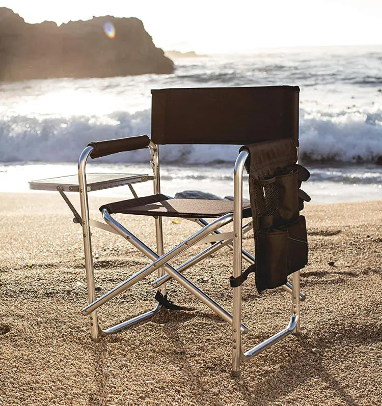 Outdoor Portable Folding Fishing Chair with Side Table, Aluminum Frame, Polyester Fabric, 300lbs Capacity, Custom Color