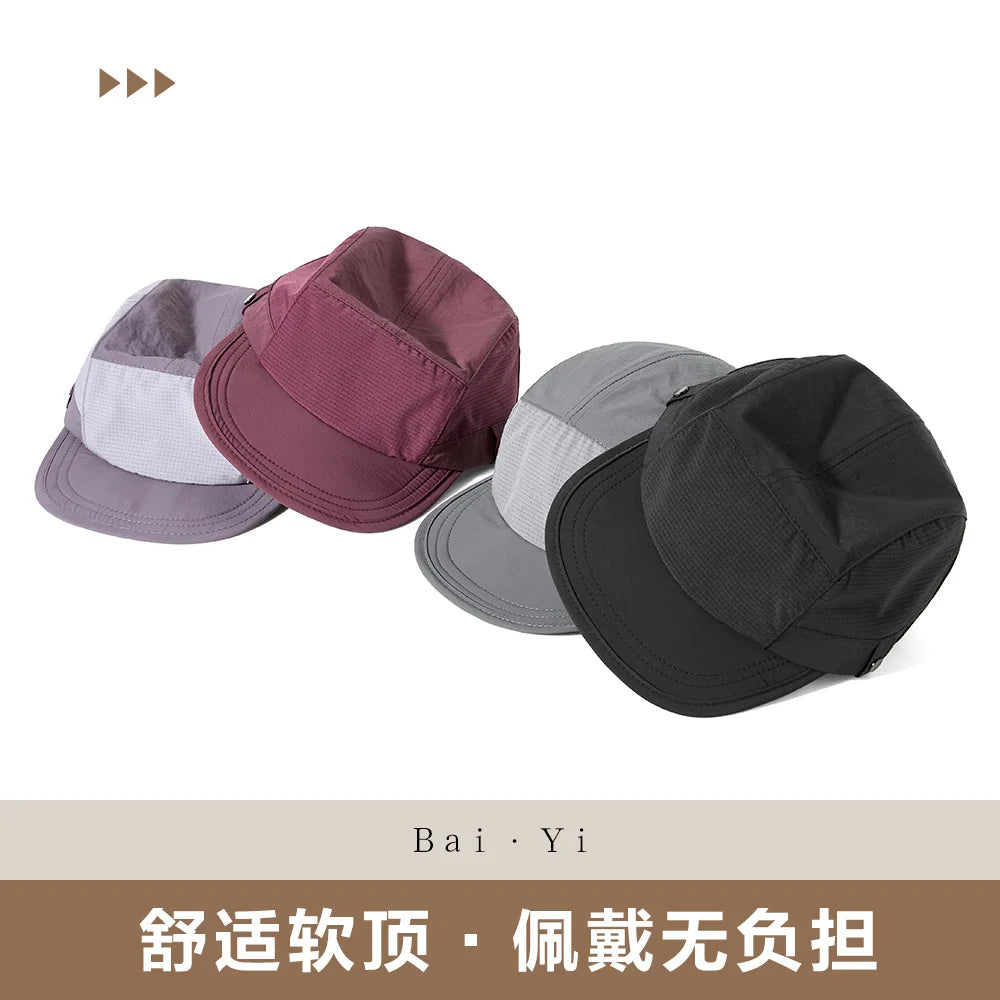 Unisex Five-Panel Mesh Snapback Baseball Cap for Outdoor Sports and Camping