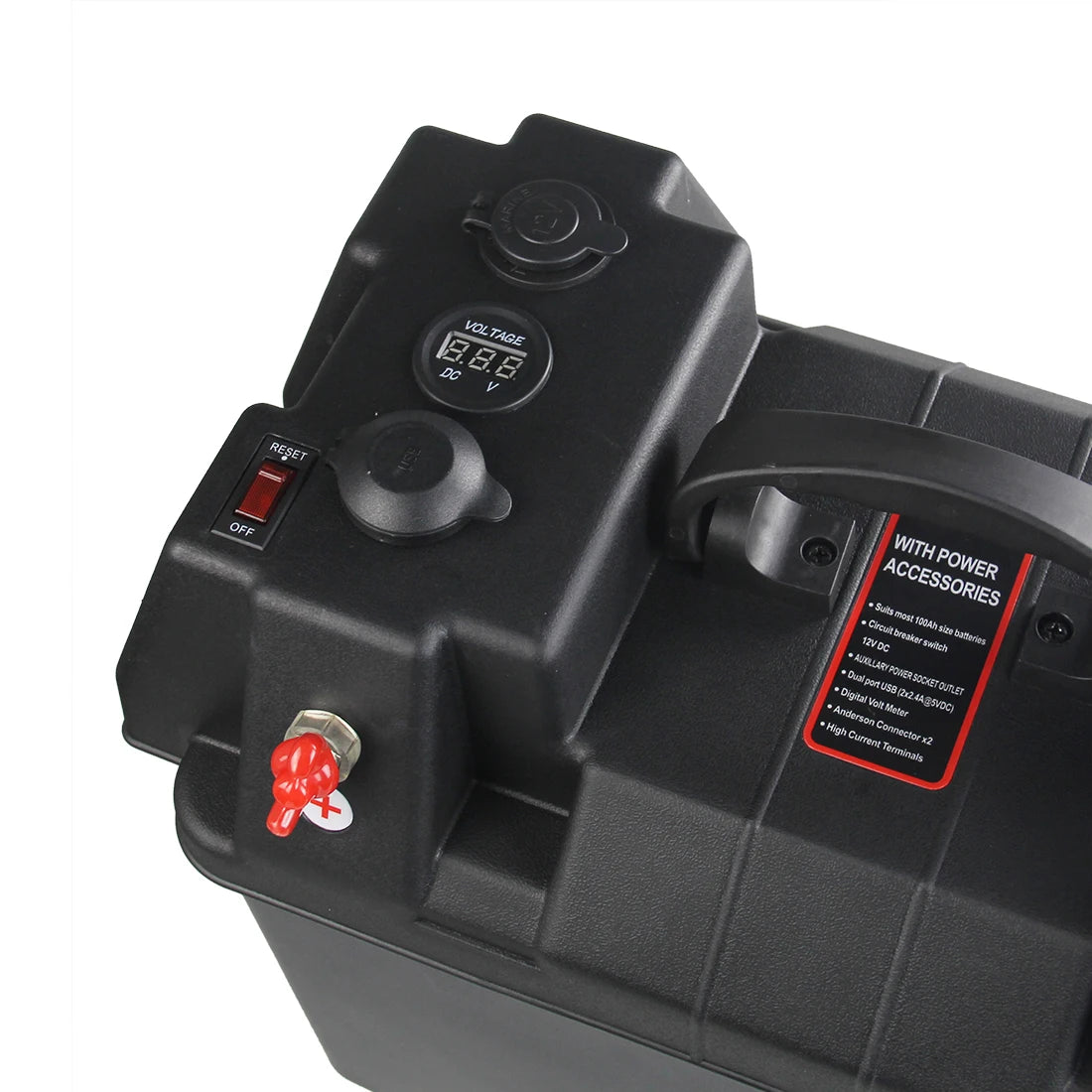 12V Dual Battery System Portable Battery Box with Dual USB Ports for RV, Van, SUV, ATV, Truck, and Marine