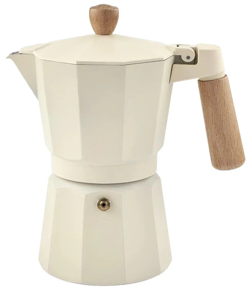 VTX-6465061 Quality Wooden Aluminum Stovetop Espresso Maker Stylish Moka Pot Classical Taste Italian Coffee Enthusiast for Kitchen