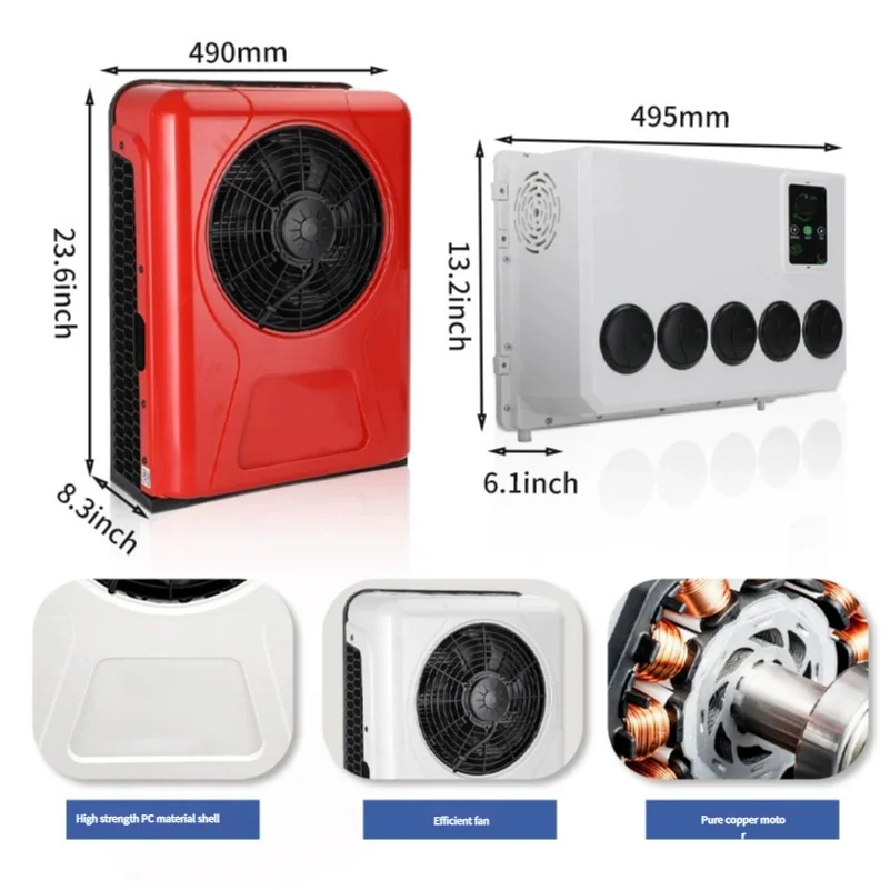 12V 24V Truck Parking Air Conditioner Low Noise Inverter Cooling System for Heavy Duty Truck RV Van