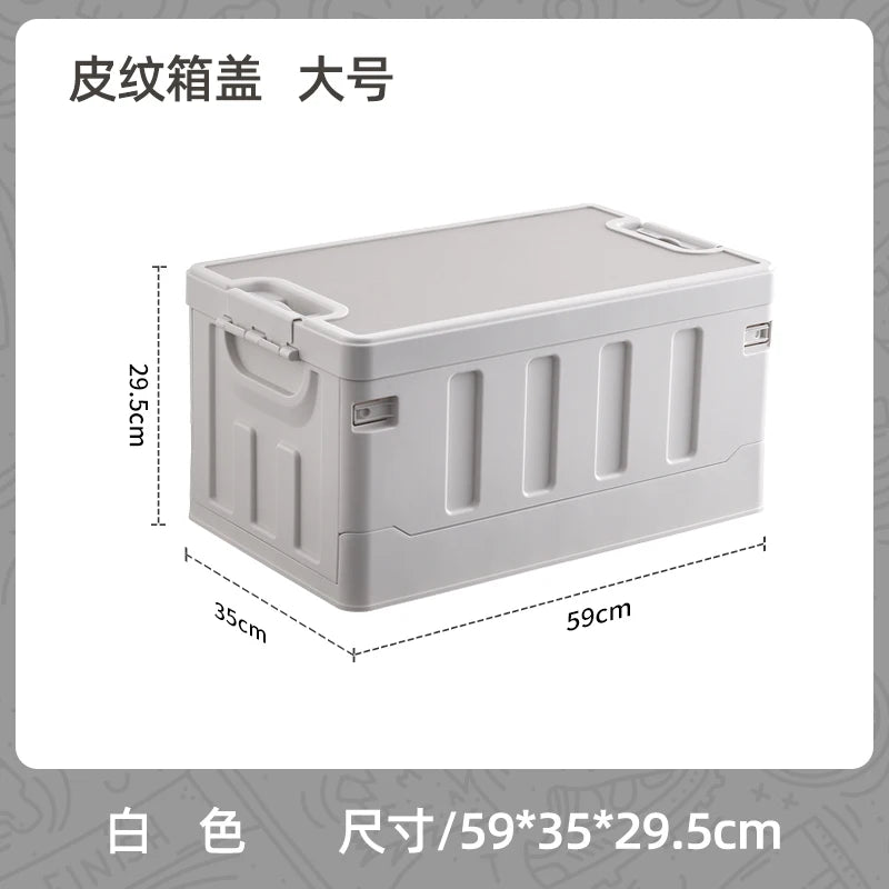 54L Rectangular Outdoor Waterproof Camping Storage Box, Foldable Plastic, Side Opening, Eco-Friendly, PP Material