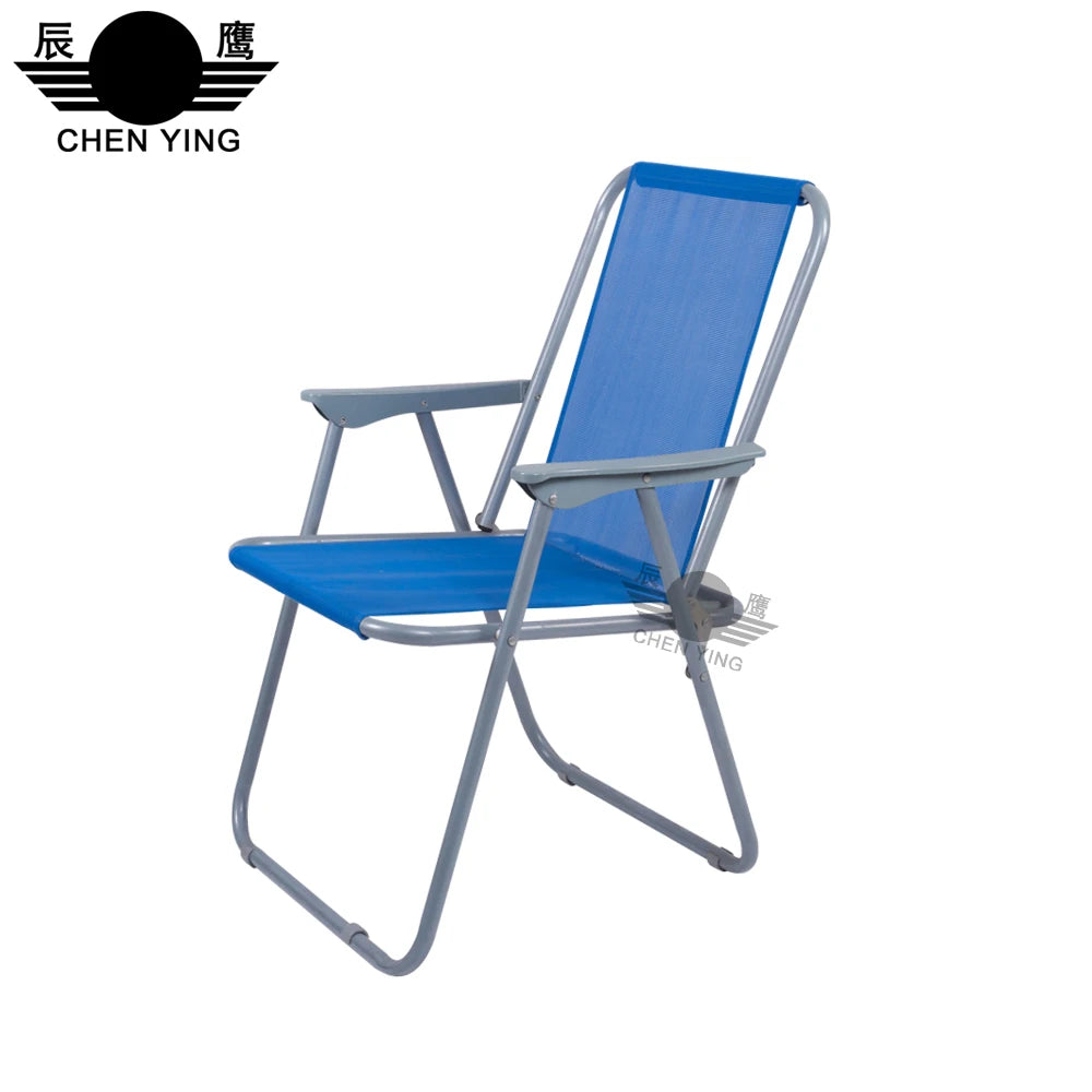 Folding Outdoor Chair with Armrests, Portable Camping Chair for Patio and Garden, Red, 52x48x76cm