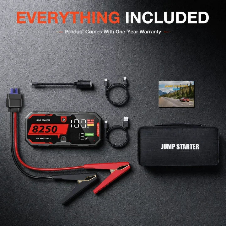 Car Battery Jump Starter F40, Lithium-ion Polymer, 3400AMP Peak Current, USB-A/-C Output, LED Lighting, Black, 22.8*10.4*4.3cm