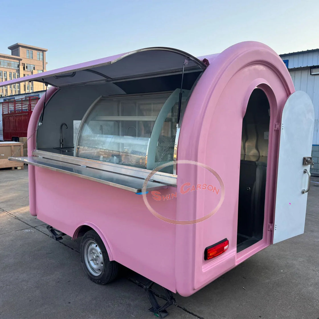 Wear-Resistant Fiberglass Mobile Street Food Trailer with GPS Tracking for Ice Cream and Fast Food Vending
