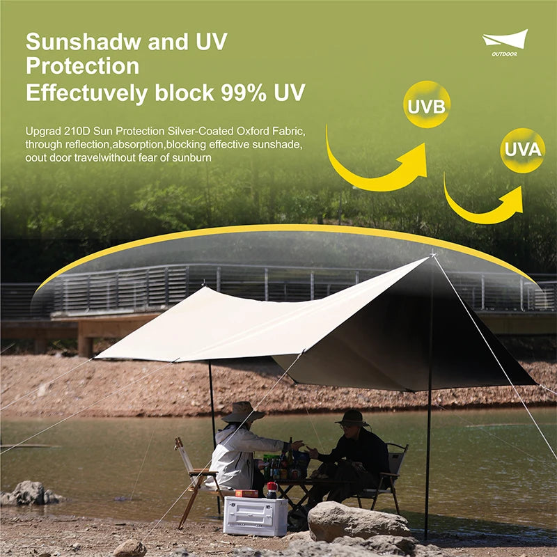 Heavy Duty Waterproof Camping Sun Shade Canopy with UPF 50+ Protection, Double Layer PVC, Camouflage Design