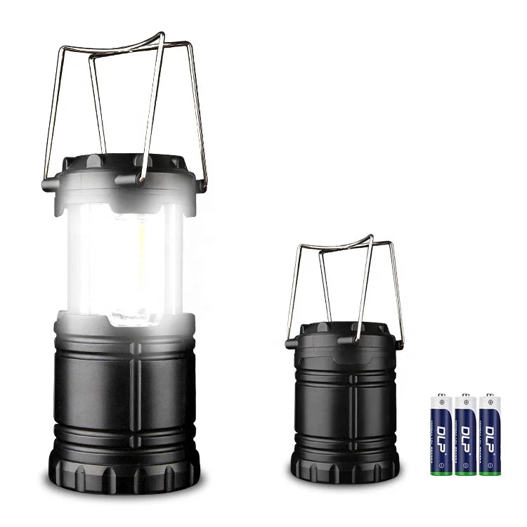 Telescopic COB LED Camping Lantern, Waterproof, Battery-Powered, 350 Lumen, 3xAA, Portable, Lightweight, 8.7x8.7x12.5cm