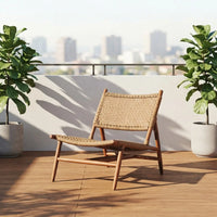 VTX-3216549 Nordic outdoor teak rattan sofa chair courtyard villa terrace homestay countryside leisure wabbi style solid wood