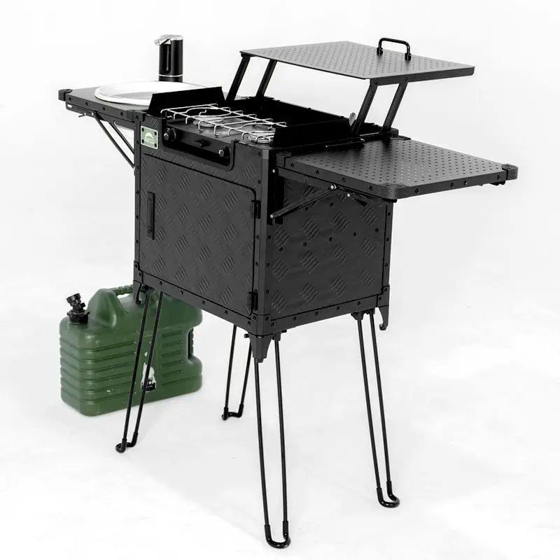 Dual Burner Camping Kitchen Box Portable Outdoor Cooking Set for Camping and Hiking