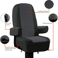 VTX-1152165 Classic Accessories RV Seat Covers Captain Seats Arm Rest Cover Heavy Duty Fabric Fit Style 23.5"W 23.5"H Bedroom