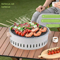 VTX-1267749 Modern Portable Metal Outdoor Charcoal BBQ Tea Stove Set Auto Ignition-round Fire Pit Winter Camping Home Use Kitchen
