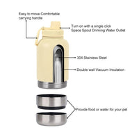 VTX-3090853 32oz Dog Feeder Food Bowls Water Bottles 3in1 Vacuum Insulated Portable Outdoor Travel Pet Stainless Steel Home Decor