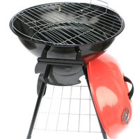 VTX-2626725 Modern Luxurious Portable Movable Iron Chrome Plated Charcoal BBQ Grill Apple Shape Trolley Two Wheels Outdoor Camping