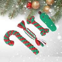 VTX-0464037 Christmas Series Eco-Friendly Modern Dog Rope Toys Mixed Shapes Candy Cane Bone Ball Braided Cord Tug Fetch Exercise