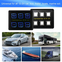 VTX-8235813 Universal 12V 24V 6 Gang LED Touch Screen Panel Sealed Control Box Trucks Jeeps ATV/UTV Cars Marine Boats RV Home