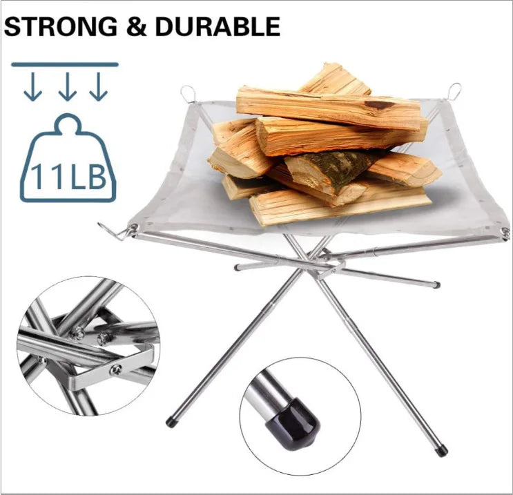 Portable Foldable Fire Pit for Outdoor Camping and Barbecue, Stainless Steel, Model SHY-LY-105