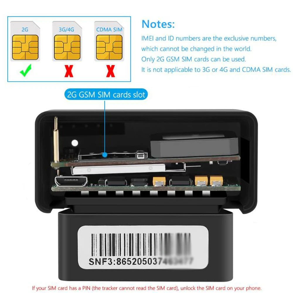 OBD2 GPS Tracker CY01 - Real-Time Vehicle Location Monitoring, Anti-Theft Device, Wireless, Plug-and-Play