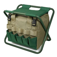 VTX-1774757 Portable Folding Garden Kneeler Heavy Duty Handles Hand Tools Set Including Chair Seat Tote Bag Polyester Camping