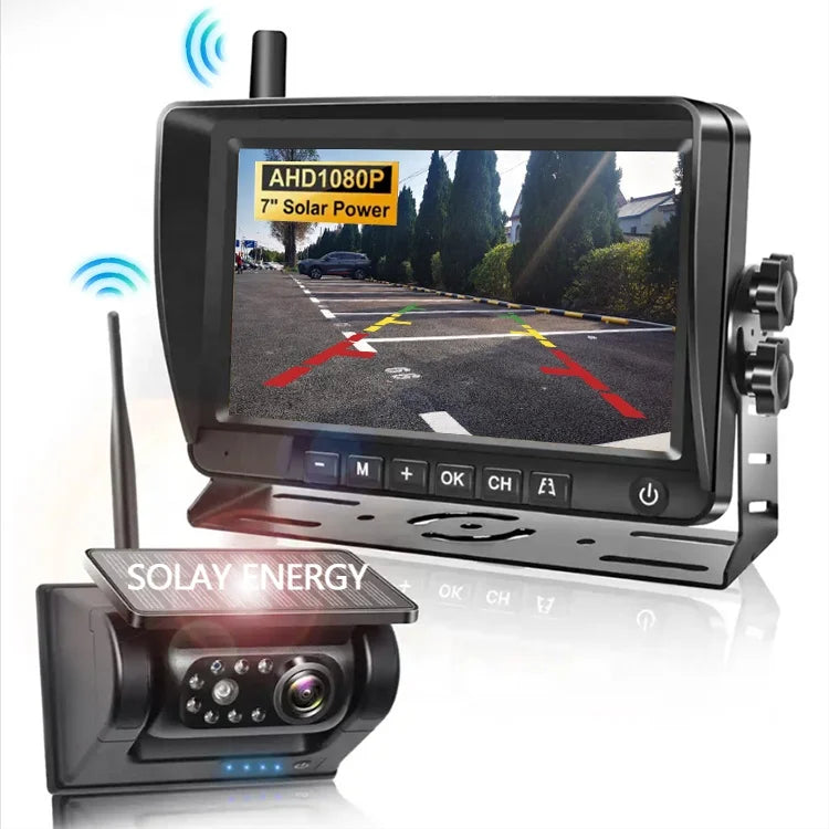Magnetic Solar Energy Dash Cam Backup MDVR System Wireless Wifi Camera for Car Truck RV Trailer Bus
