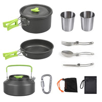 VTX-1890341 Outdoor Camping Aluminum Alloy Cookware Frying Pan Teapot Utensils Complete Set SYNC-C03-DS-310 Portable Picnic