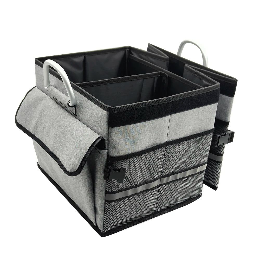 Foldable Auto Trunk Storage Bag Organizer with Adjustable Compartments, 600D Polyester, Large Capacity, 60*35*30 cm