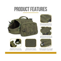 VTX-8699941 Multi-Functional Tactical Polyester Dog Harness Backpack Reflective Alloy Heavy-Duty Hiking Running Camping Outdoor