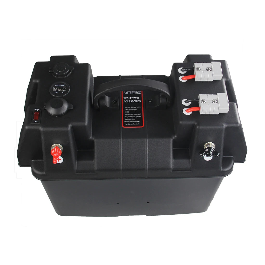 12V Dual Battery System Portable Battery Box with Dual USB Ports for RV, Van, SUV, ATV, Truck, and Marine