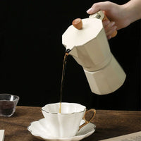 Quality Wooden and Aluminum Stovetop Espresso Maker Stylish