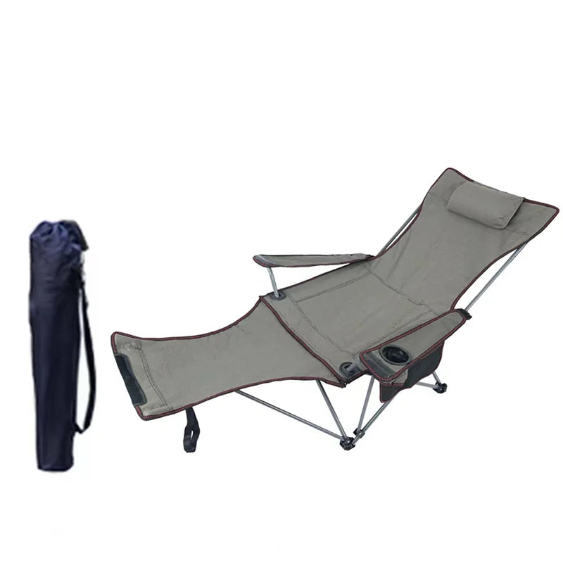 Folding Portable Camping Chair with Steel Frame and Oxford Fabric, 165x53x70cm, Weight Capacity 120-150kg