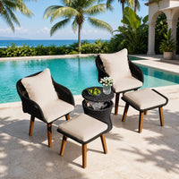 VTX-3511461 Elegant Bistro Table Chairs Set Contemporary Wicker Outdoor Furniture Collection Iron Portable Waterproof Durable