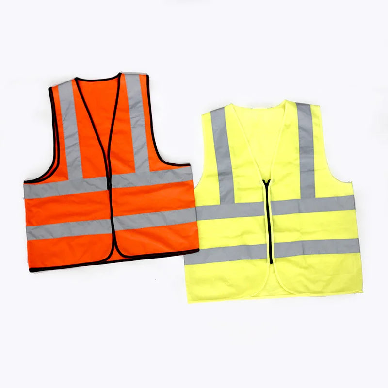 Hi Vis Reflective Safety Vest with Zipper, Orange, 120g Polyester, ANSI Standard, Sizes S-3XL