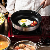 VTX-1628197 STARCAMP 5pcs 304 Stainless Steel Outdoor Picnic Camping Pot Cookware Kit Kitchen Set Cooking Cutlery Sets Carry Bag