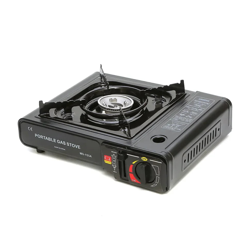 Single Burner Portable Butane Gas Stove for Outdoor Cooking, Camping, and Hiking, Black, 34x25x8cm