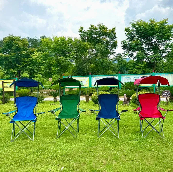 Portable Folding Armrest Chair, Oxford Cloth Beach Chair, Iron Frame, Ideal for Camping and Picnics