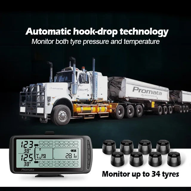 203 PSI Tire Pressure Monitoring System with External Sensors for Trucks, RVs, Trailers, and Buses