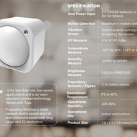 VTX-3839141 Z-Wave Plus Smart Home System Wireless Six-in-One Motion Sensor Detector Including Light Control Temperature Camping