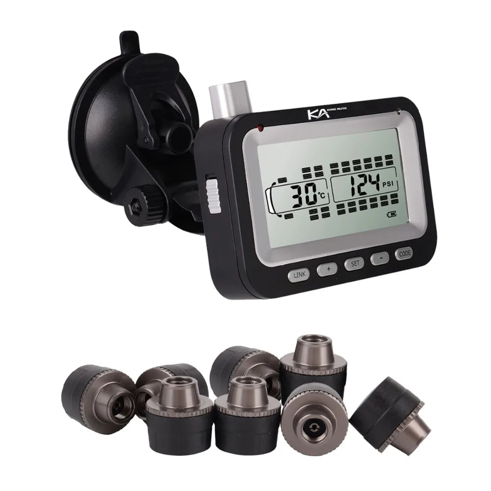 Digital Wireless Tire Pressure Monitoring System with 4 Sensors, LCD Display, Multi-Alarm Support, CE Certified