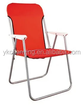 Folding Outdoor Chair with Armrests, Portable Camping Chair for Patio and Garden, Red, 52x48x76cm