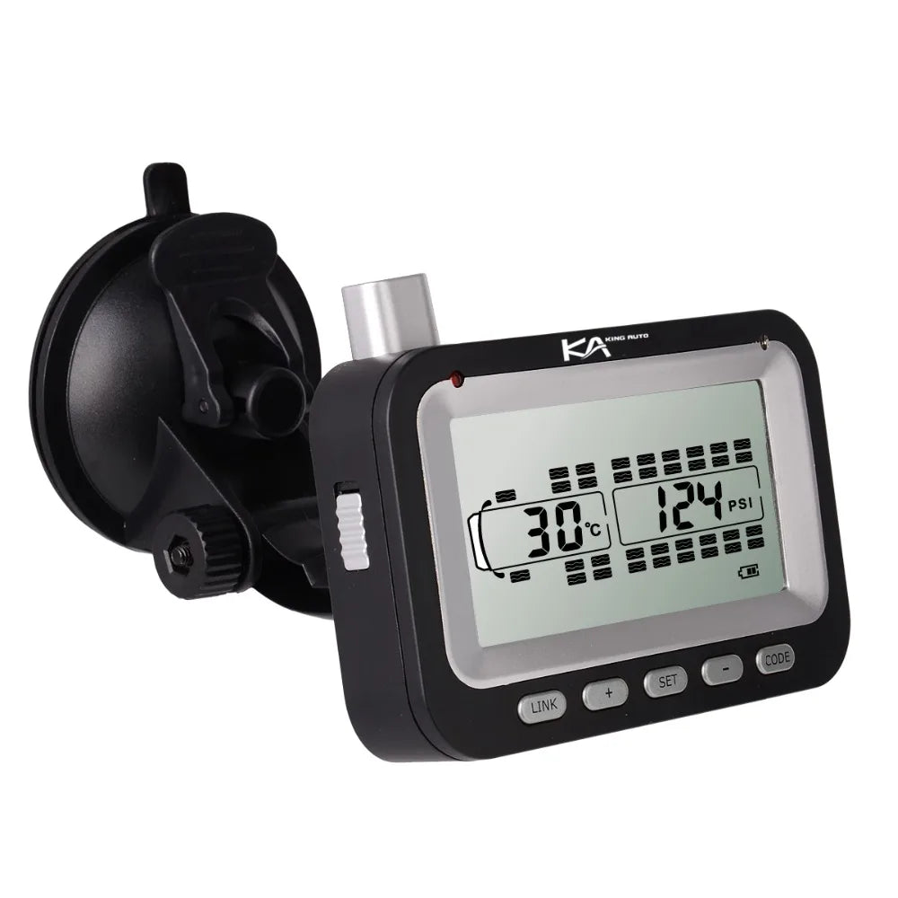 Digital Tire Pressure Monitoring System with 6 Wireless Sensors for RVs, Trucks, and Motorhomes, LCD Display, Real-Time Alerts