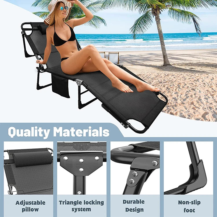 Foldable Metal Fabric Cot with Adjustable Height for Outdoor Camping and Hospital Use